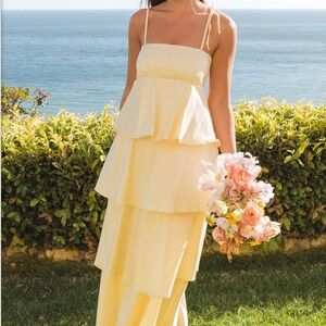 Meet Cute Dress - Pale Yellow Taffeta